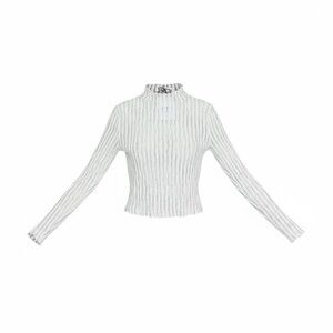 Princess Polly Padra long sleeve cropped textured top white